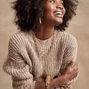 Banana Republic Oversized Ribbed Sweater in Iced Latte Size XS